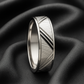 Geometric Pattern Silver Finish Ring for Men Stylish Textured Band for Daily and Party Wear