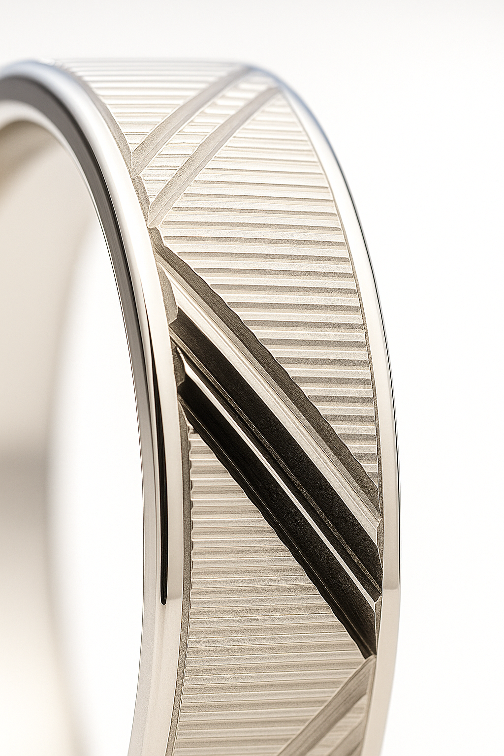 Geometric Pattern Silver Finish Ring for Men Stylish Textured Band for Daily and Party Wear