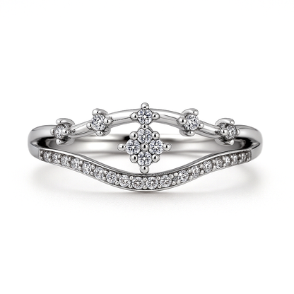 Crown Design Zircon Ring for Women 925 Silver Finish Elegant Princess Style Finger Ring