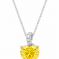 Elegant Silver Yellow Heart Crystal Pendant Necklace