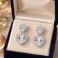 Silver Heart Halo Drop Earrings
