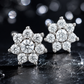Silver CZ Floral Cluster Stud Earrings for Women