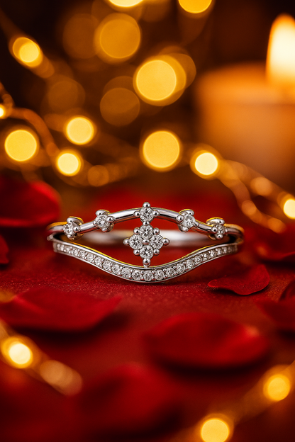 Crown Design Zircon Ring for Women 925 Silver Finish Elegant Princess Style Finger Ring