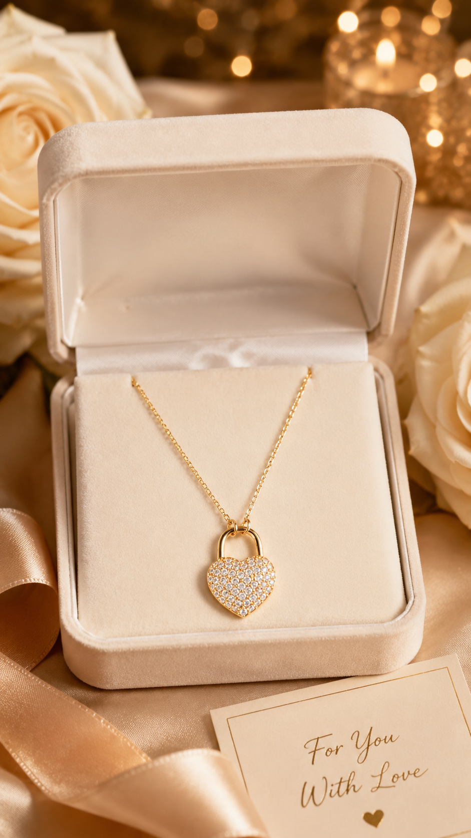 Golden Heart Lock Necklace