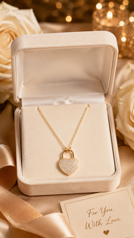 Golden Heart Lock Necklace