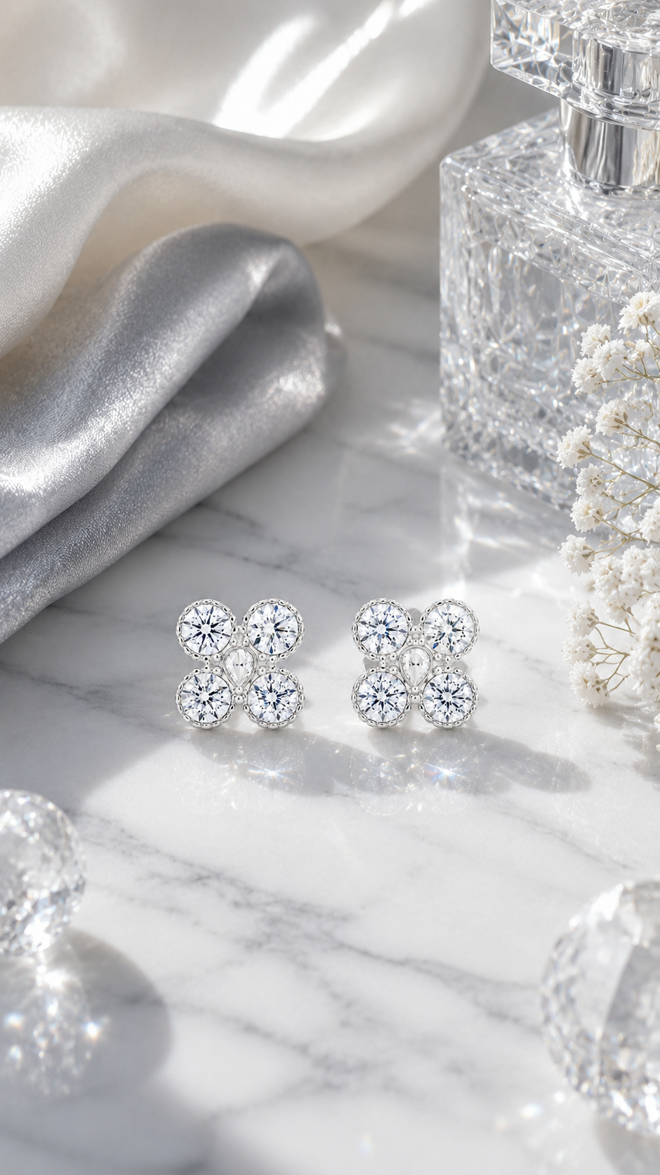 Four-Petal Round Earrings