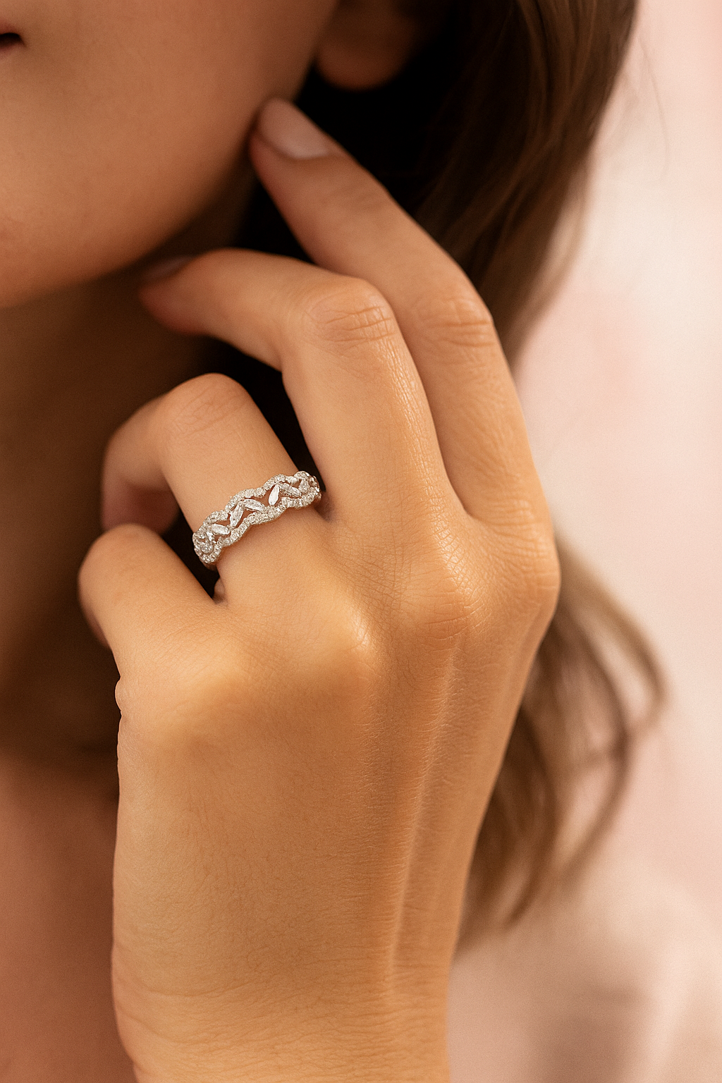 Designer 925 Silver Twisted Baguette Zircon Band Ring for Women – Elegant Daily & Party Wear Jewelry