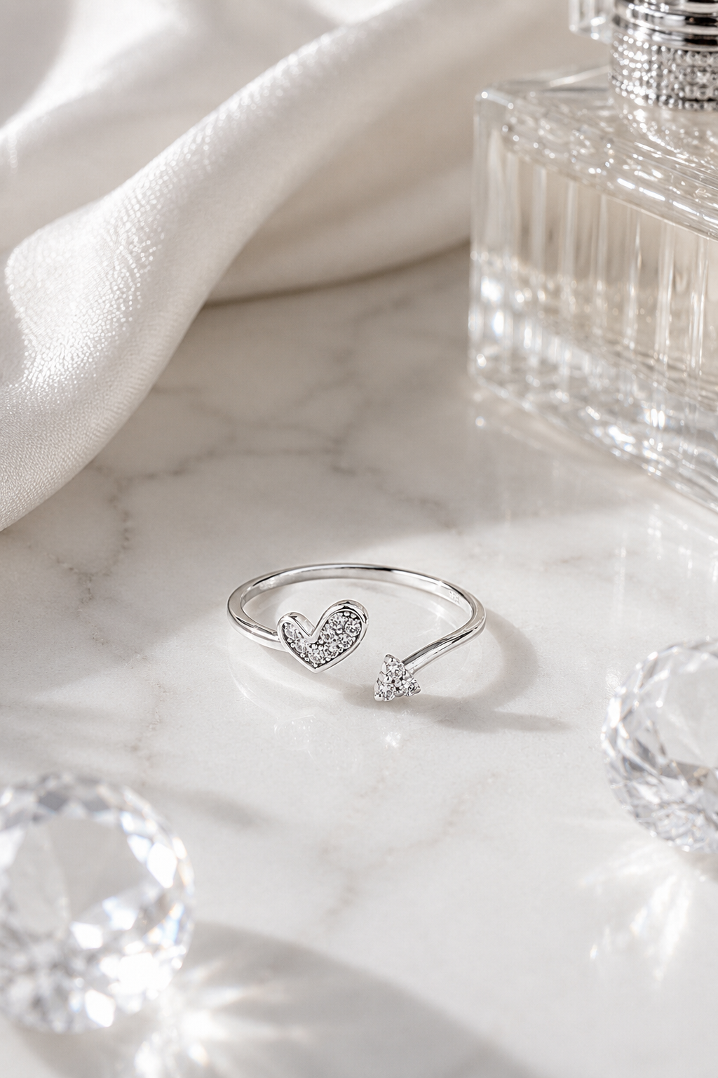 Heart & Butterfly Open Adjustable Ring