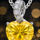 Elegant Silver Yellow Heart Crystal Pendant Necklace