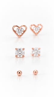 Heart, Solitair Ball Earrings Set - Aaryahi Silver jewellery product photo