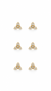 Three Floral Cluster Stud Earrings Set – 3 Pairs - Aaryahi Silver jewellery product photo