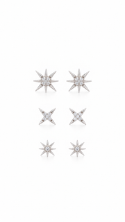 Floral Butterfly, Heart Clover & Ball Stud Earrings Set - Aaryahi Silver jewellery product photo