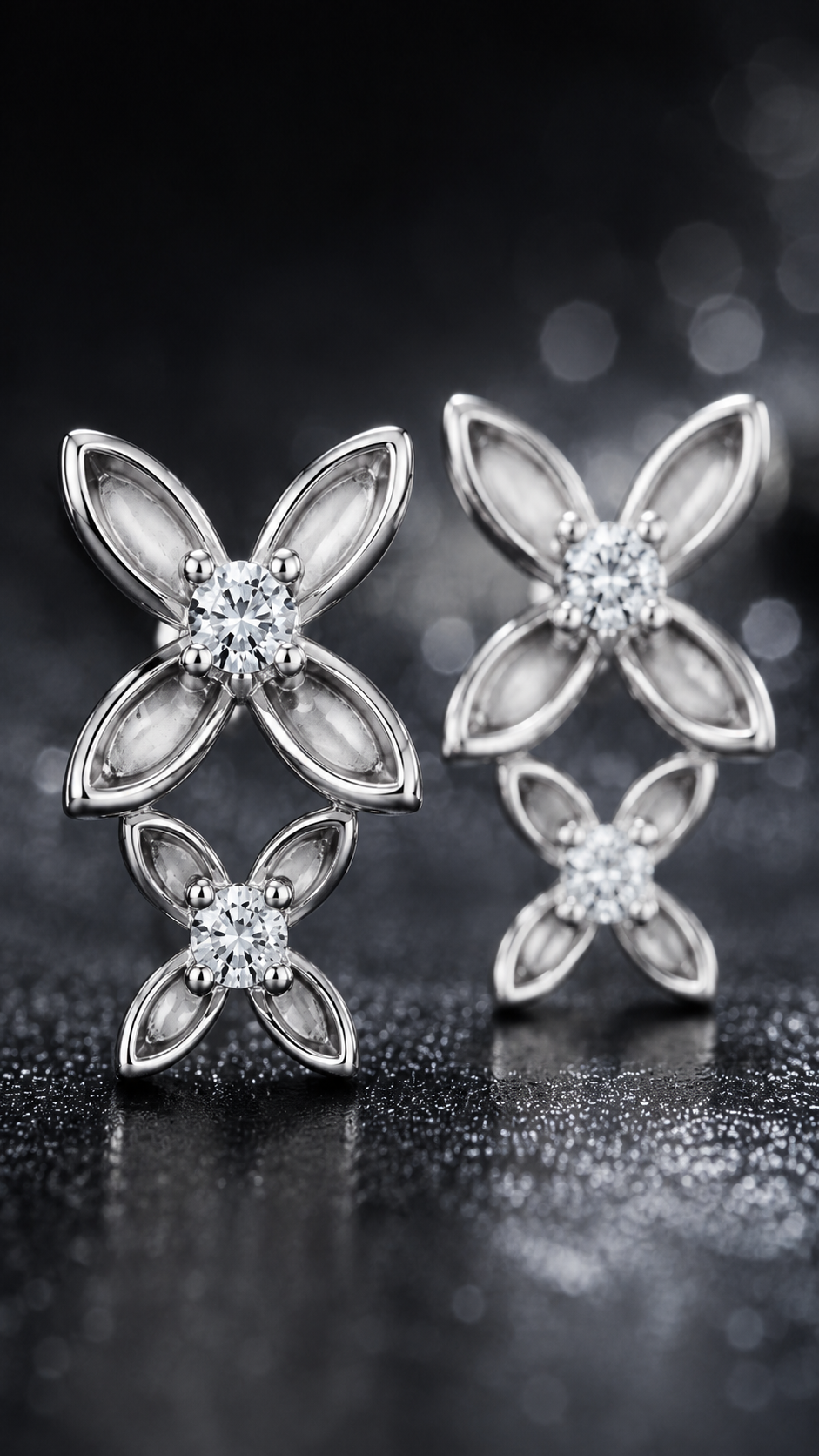 Double Four-Petal Earrings