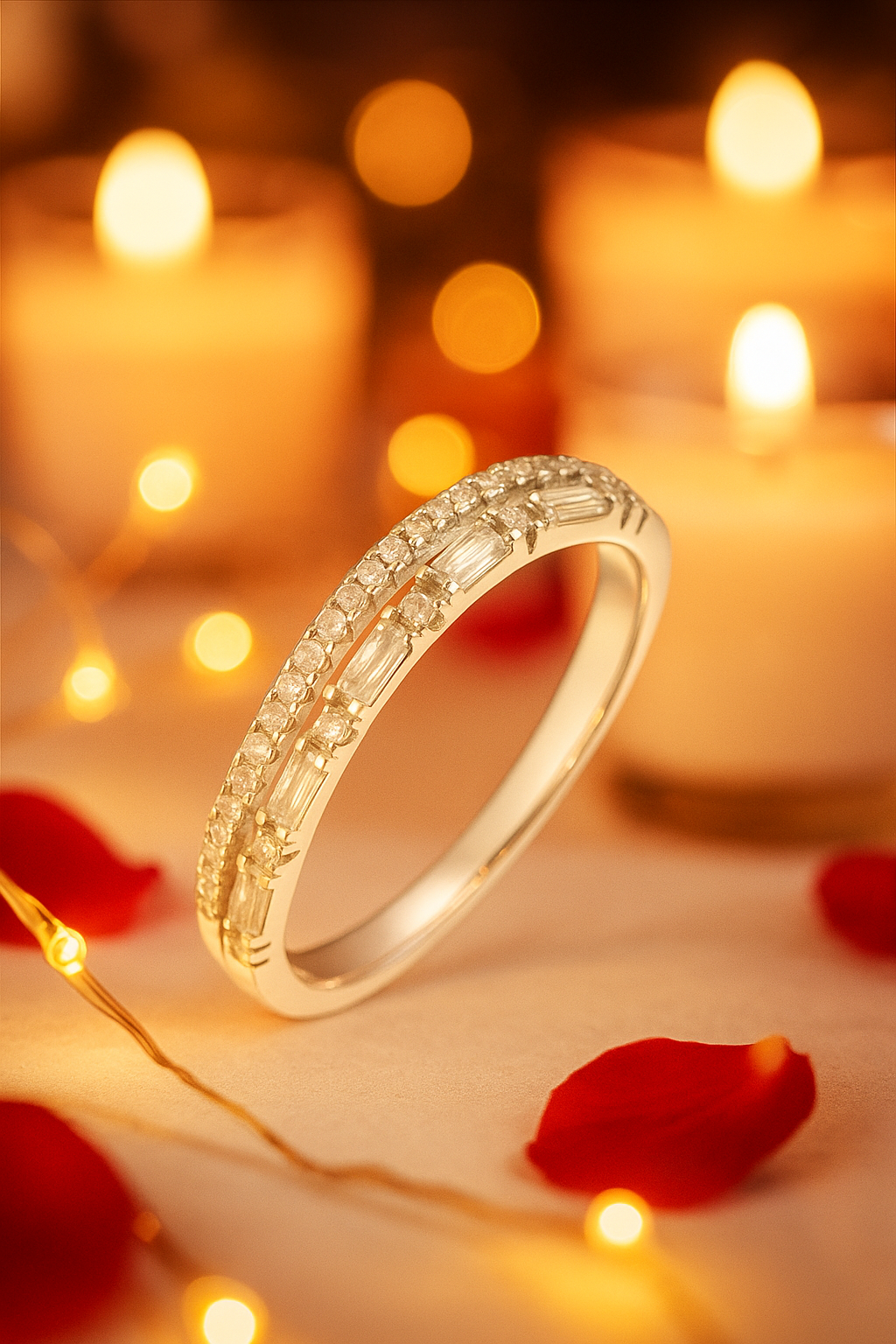 925 Silver Dual Row Baguette & Round Zircon Band Ring for Women – Elegant Everyday & Party Wear