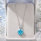Elegant 925 Sterling Silver Blue Round-Cut CZ Drop Pendant Necklace for Women
