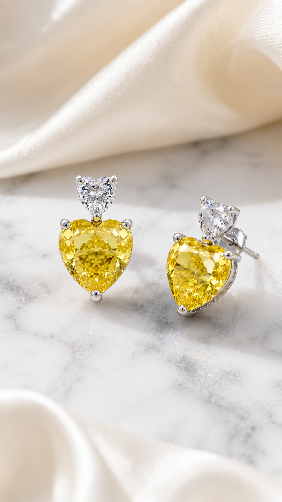 Heart-Cut Yellow Earrings