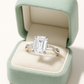 925 Silver Emerald Cut Solitaire Ring with Twisted Band – Classic Elegant Zircon Ring for Women