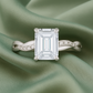 925 Silver Emerald Cut Solitaire Ring with Twisted Band – Classic Elegant Zircon Ring for Women