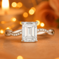 925 Silver Emerald Cut Solitaire Ring with Twisted Band – Classic Elegant Zircon Ring for Women