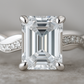 925 Silver Emerald Cut Solitaire Ring with Twisted Band – Classic Elegant Zircon Ring for Women