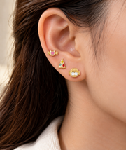 Cute Girl, Pizza Candy Stud Earrings Set – 3 Pairs - Aaryahi Silver jewellery product photo