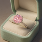 925 Silver Pink Solitaire Ring with Side Zircons – Romantic Elegant Promise Ring for Women
