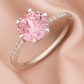 925 Silver Pink Solitaire Ring with Side Zircons – Romantic Elegant Promise Ring for Women