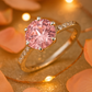 925 Silver Pink Solitaire Ring with Side Zircons – Romantic Elegant Promise Ring for Women