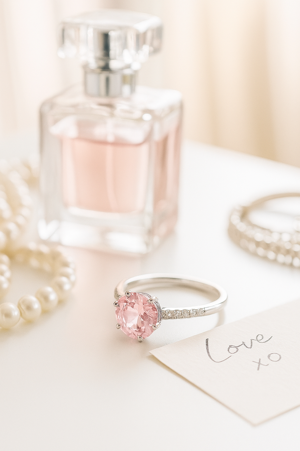 925 Silver Pink Solitaire Ring with Side Zircons – Romantic Elegant Promise Ring for Women