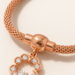 Rose Gold Mesh Bracelet with Floral Zircon Charm for Women