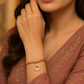 Rose Gold Mesh Bracelet with Floral Zircon Charm for Women