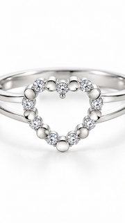 925 Silver CZ Open Heart Adjustable Ring
