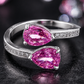 Double Pink Pear-Cut Adjustable Open Ring