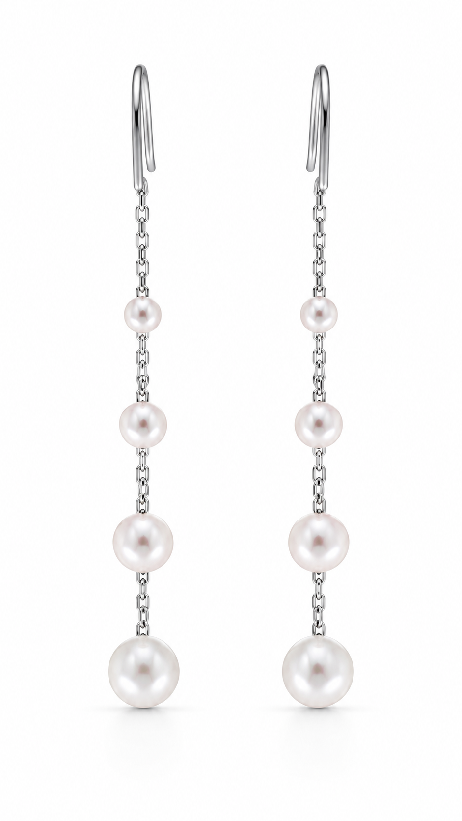 Graduated Pearl Chain Drop Earrings