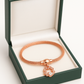 Rose Gold Mesh Bracelet with Floral Zircon Charm for Women