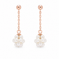 Elegant Rose Gold-Plated Pearl Cluster Chain Drop Earrings for Women
