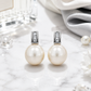 Silver Baguette CZ & Pearl Drop Stud Earrings for Women
