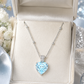 Elegant Silver Blue Heart Solitaire Pendant Necklace