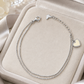 Double-Layer Chain Heart Charm Bracelet