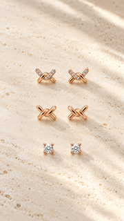 Plain Knot Solitaire Stud Earrings Set - Aaryahi Silver jewellery product photo