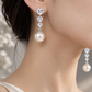 Triple Heart Pearl Drop Earrings