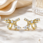 Gold-Plated CZ Bow Knot Drop Stud Earrings for Women