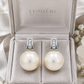 Silver Baguette CZ & Pearl Drop Stud Earrings for Women