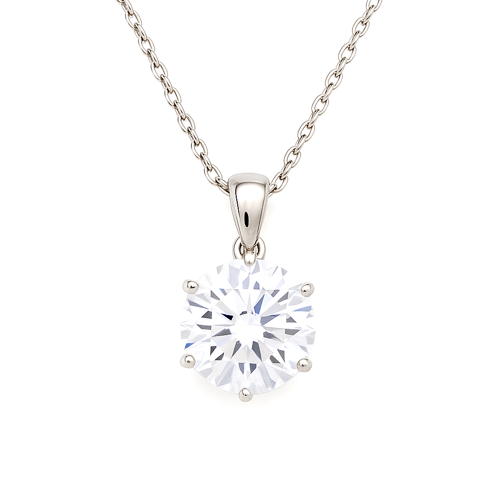 925 Silver Solitaire Pendant Necklace for Women – Classic Round Cut Sparkling CZ