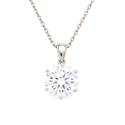 925 Silver Solitaire Pendant Necklace for Women – Classic Round Cut Sparkling CZ