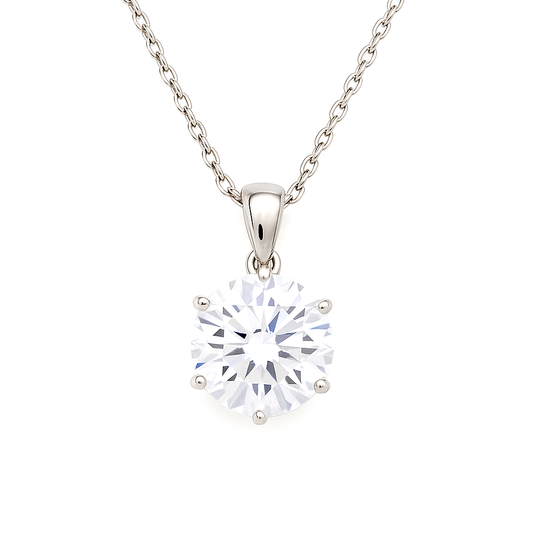 925 Silver Solitaire Pendant Necklace for Women – Classic Round Cut Sparkling CZ