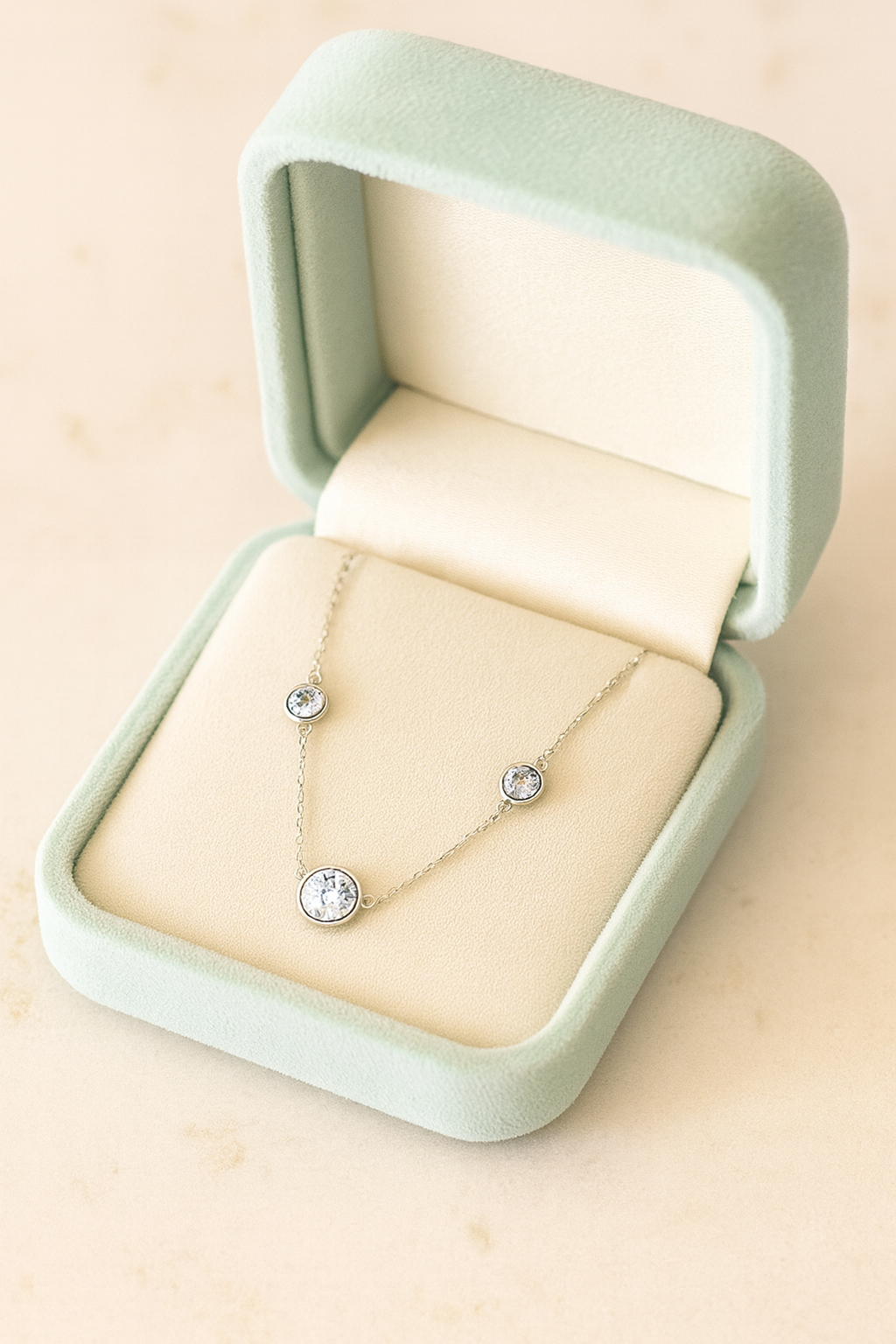 Triple Zircon Necklace for Women 925 Silver Finish Elegant Minimal Daily Wear Chain