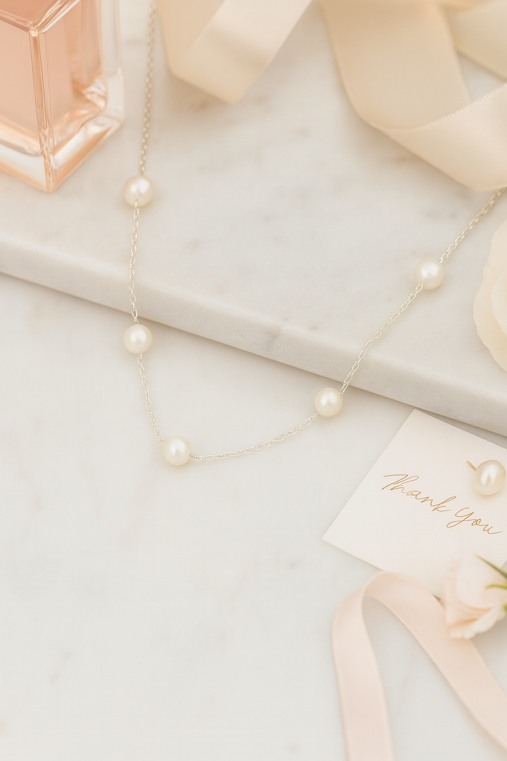 Gold Plated Pearl Chain Necklace for Women – Elegant Minimal Jewelry