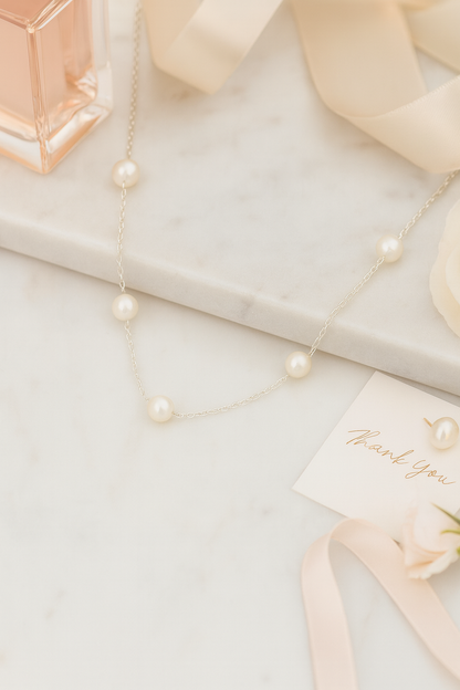 Gold Plated Pearl Chain Necklace for Women – Elegant Minimal Jewelry