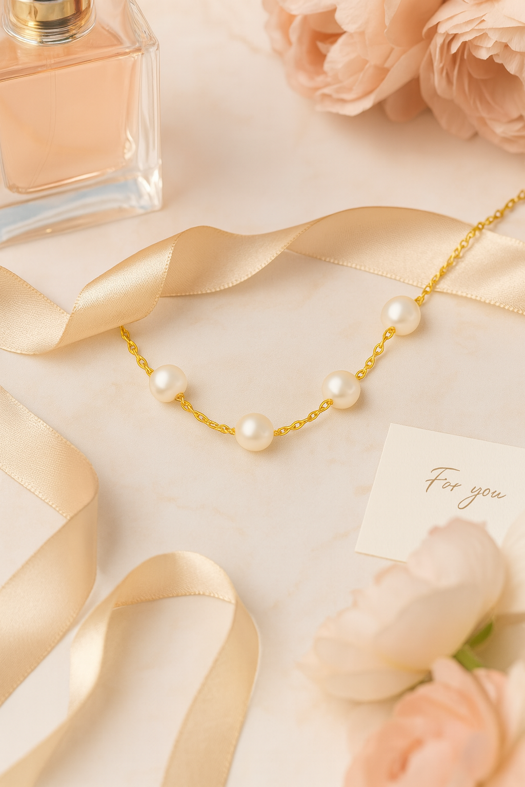 Gold Plated Pearl Chain Necklace for Women – Elegant Minimal Jewelry